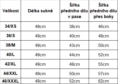 velikostní tabulka_sukně_delší ZD